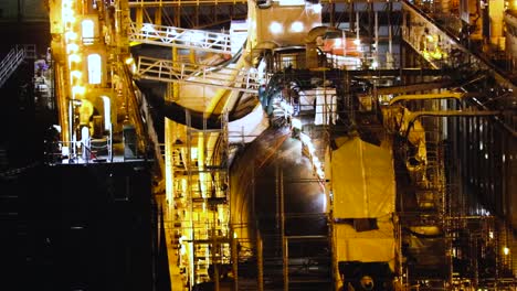 Submarine-construction-at-night-in-san-Diego