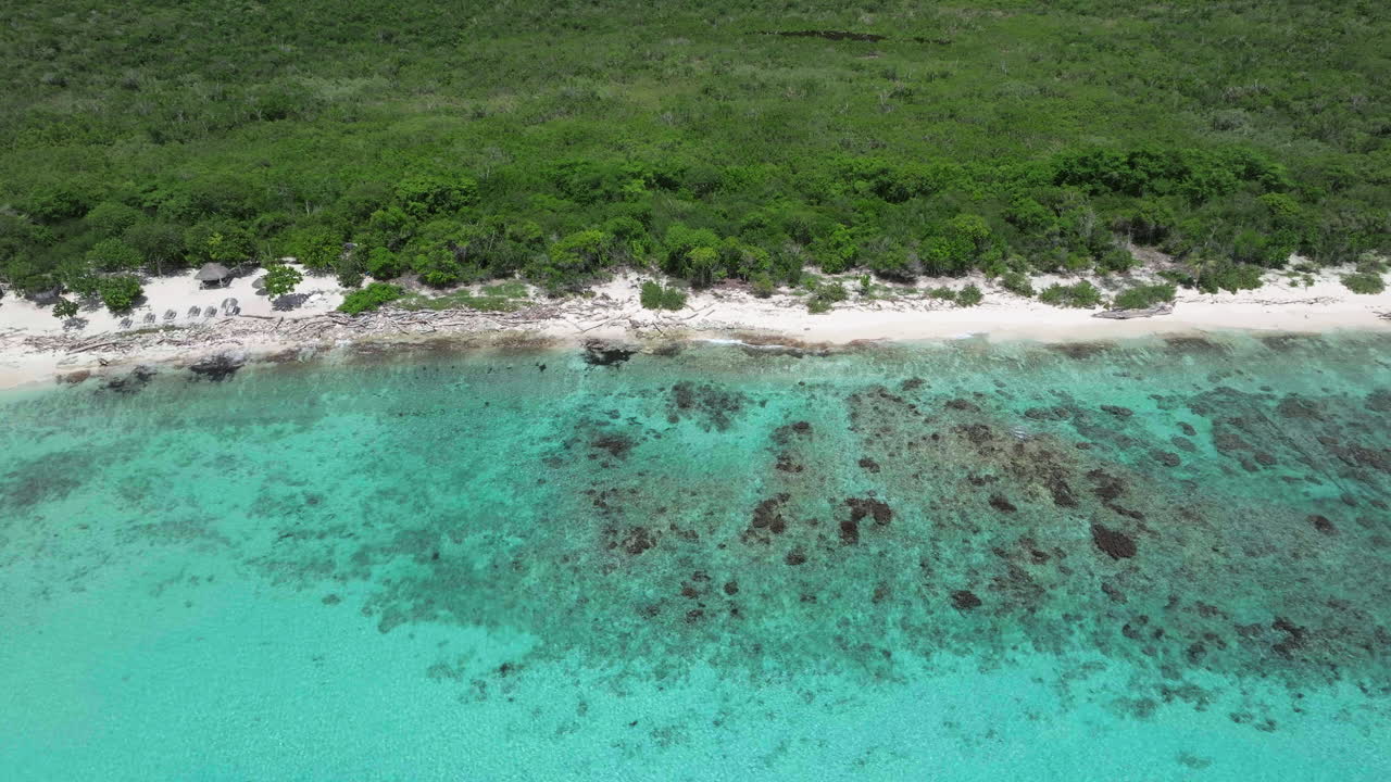 Wonderful Catalina coastline ,crystal clear sea and wildness sandy beach,aerial view of Caribbean sea and tropical beach.Catalina island.Dominican Republic.summer concept.