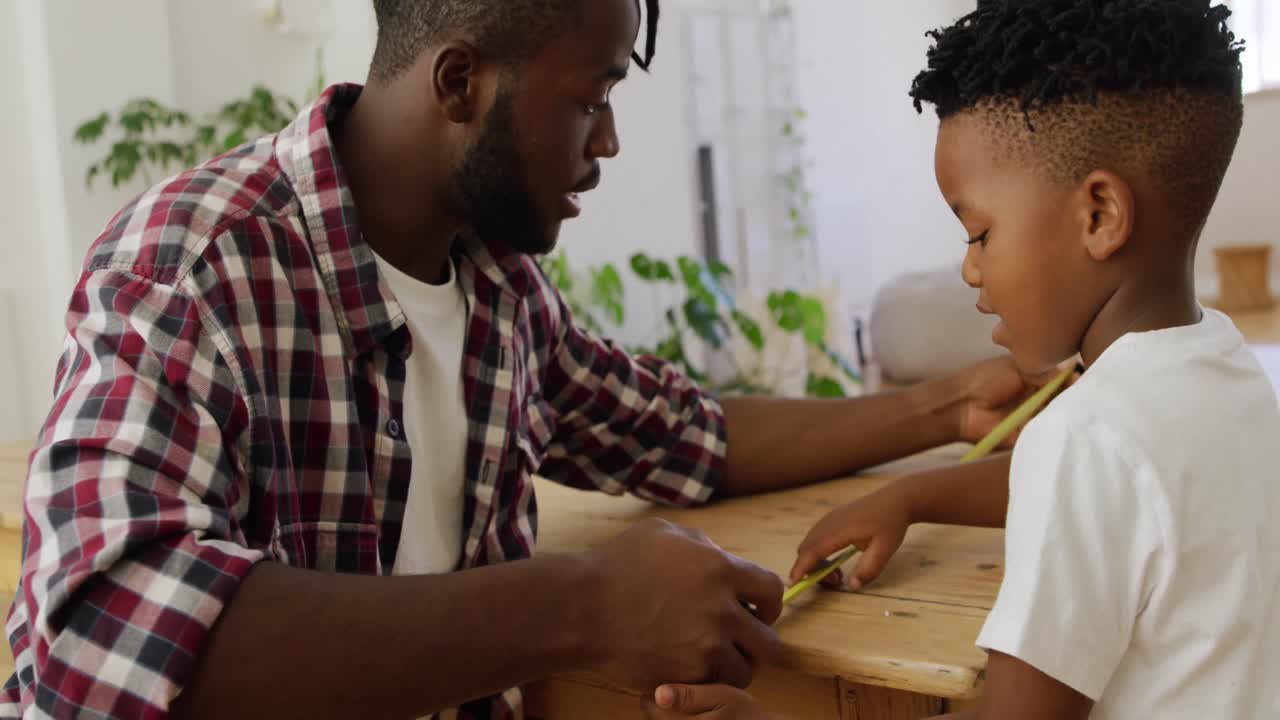 Father and son at home