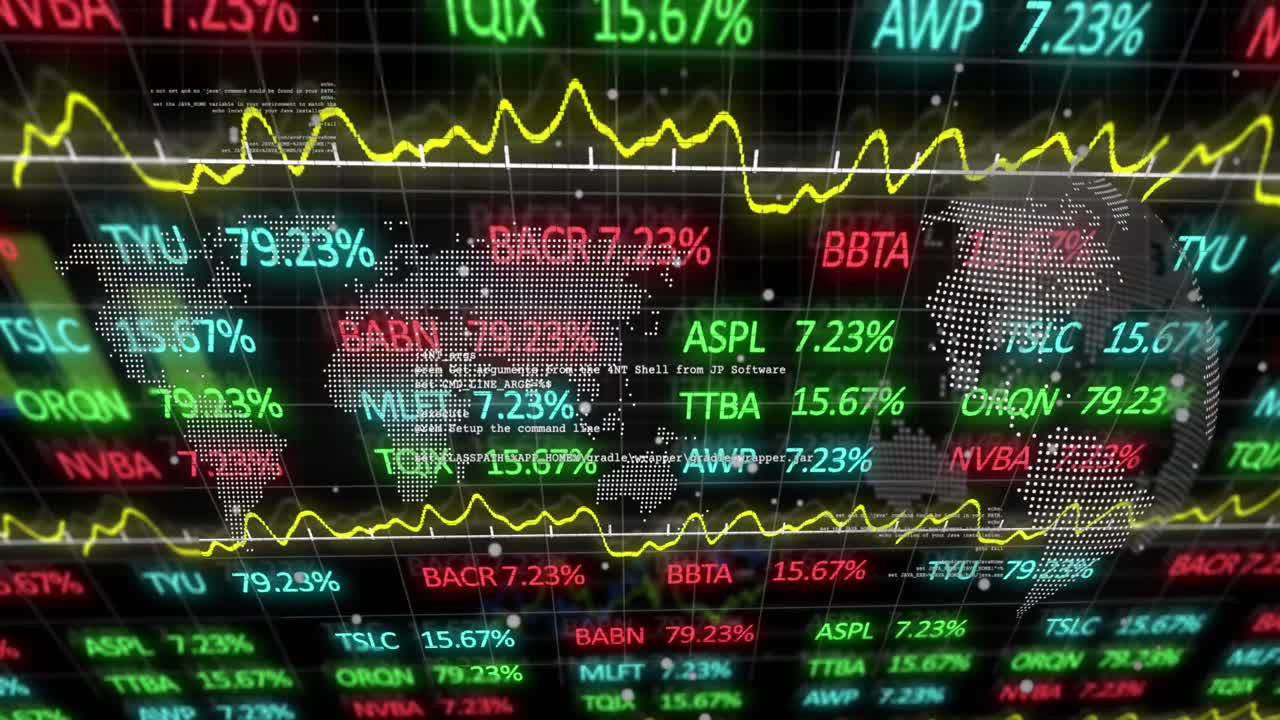 Animazione dell'elaborazione dati su sfondo nero