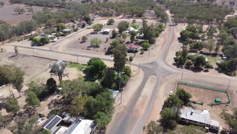 aerial view of road intersections in a small country town in the outback of australia