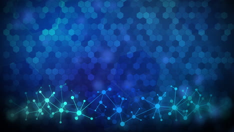 dark hexagon abstract technology or science loop background. hi tech blue glow molecule grid. loop animation. copy space.