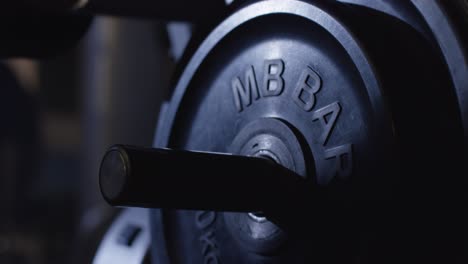 close-up of weight plates on a barbell