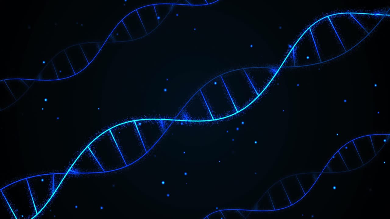 animación de cadenas de adn sobre un fondo negro
