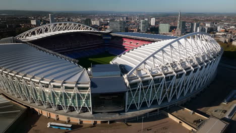 aerial view of principality stadium in cardiff, wales
