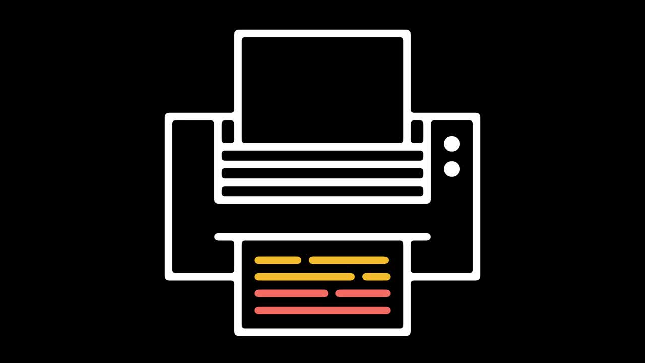 Printout Line Icon Animation with Alpha