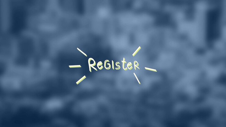 Animation of register text over blurred background