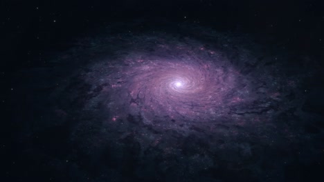 estableciendo una toma de una gran galaxia espiral que gira lentamente en el espacio