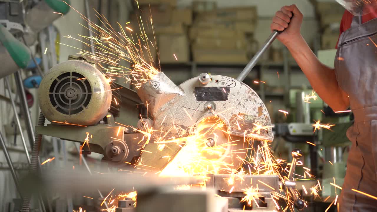 Industrial Metal Cutting with Sparks