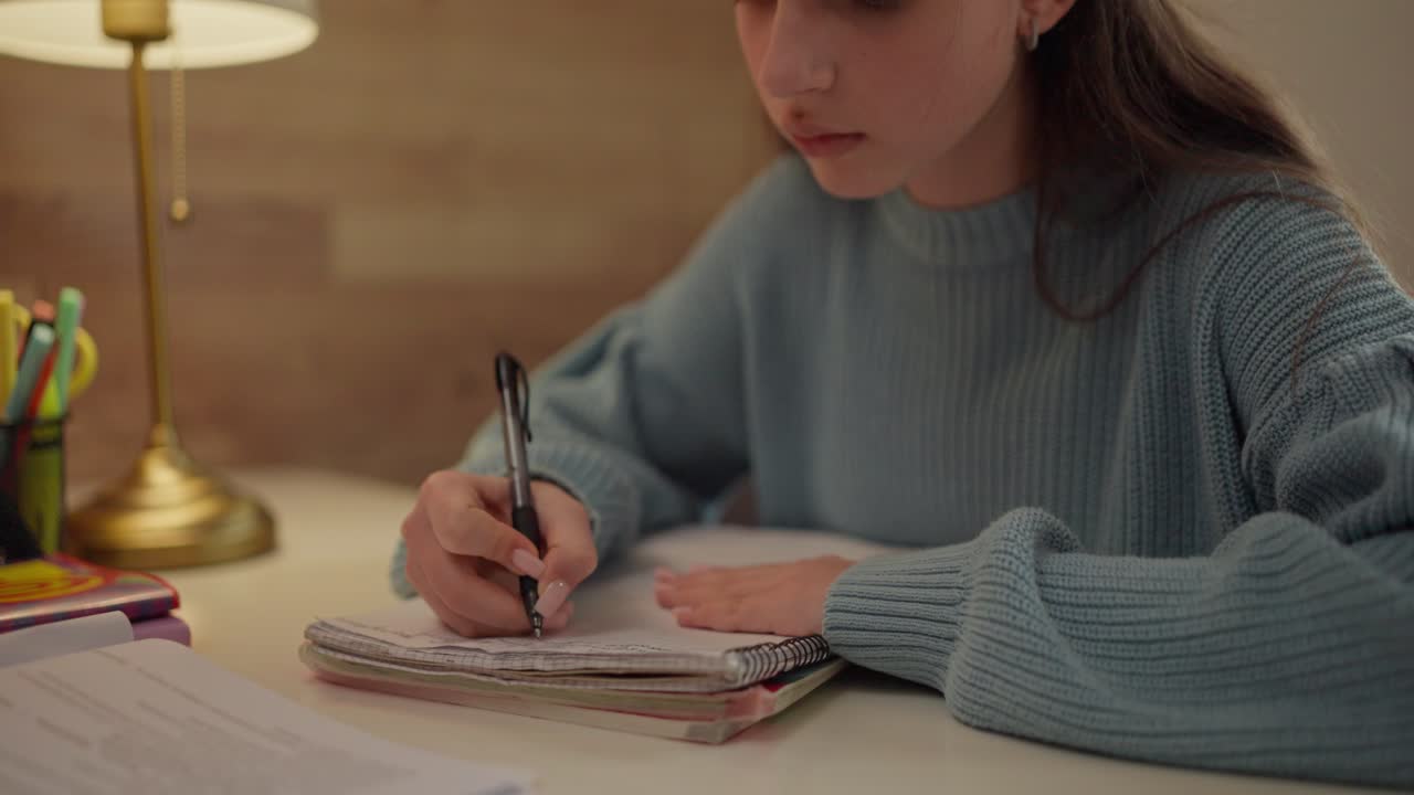 Teenager studying at desk