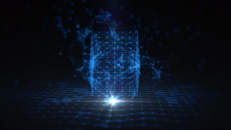 rotación del círculo del cubo digital azul, tecnología y metaverso, tecnología red de datos digitales y conexión blockchain, fondo abstracto
