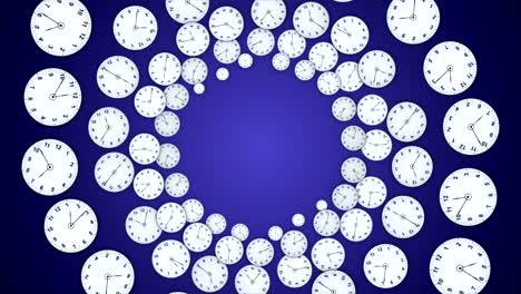 relojes cayendo anillos animación, concepto de tiempo, renderización, fondo, con canal alfa, bucle