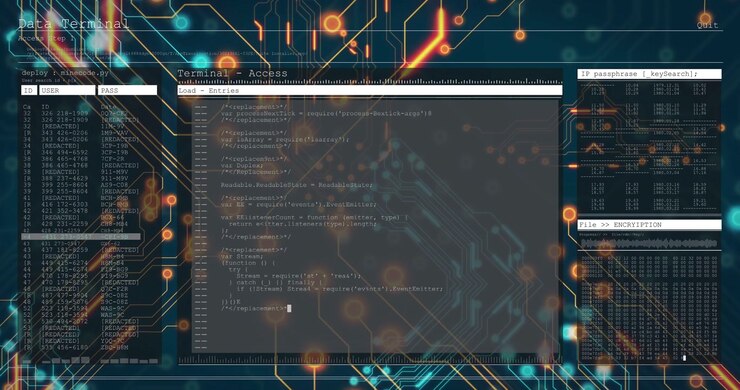 Vertical video: Fading terminal titled TerminalAccess running script, showing code over circuit
