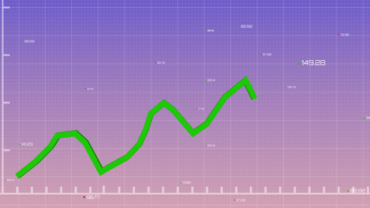 animación de diagramas sobre procesamiento de datos en fondo púrpura