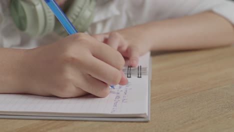 child writing in a notebook