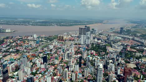 phnom penh capital of cambodia developing country aerial drone mekong river asia