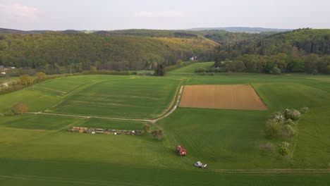 drone footage of the vast meadows in the valleys of wetzlar in the hesse region of germany