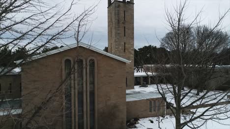 winter church drone lift