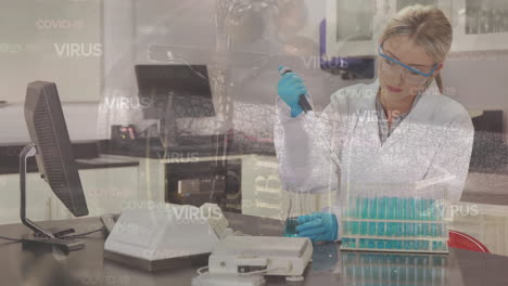 animación de una trabajadora de laboratorio caucásica con muestras