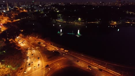 aerial view of ibirapuera's park at night, sao paulo brazil. great landscape.