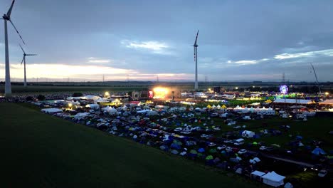 nova rock festival - open concert in pannonia fields ii, nickelsdorf, austria - aerial drone shot