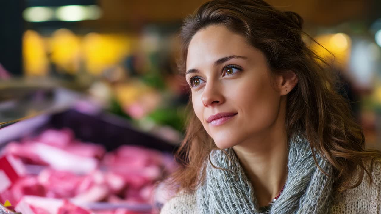 Donna contemplativa in un mercato: uno sguardo riflessivo sulla vita quotidiana catturato in due immagini che mostrano l'essenza delle esperienze di mercato e dei singoli momenti di riflessione