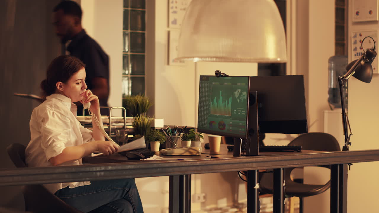 Freelancer working with charts and graphs on computer