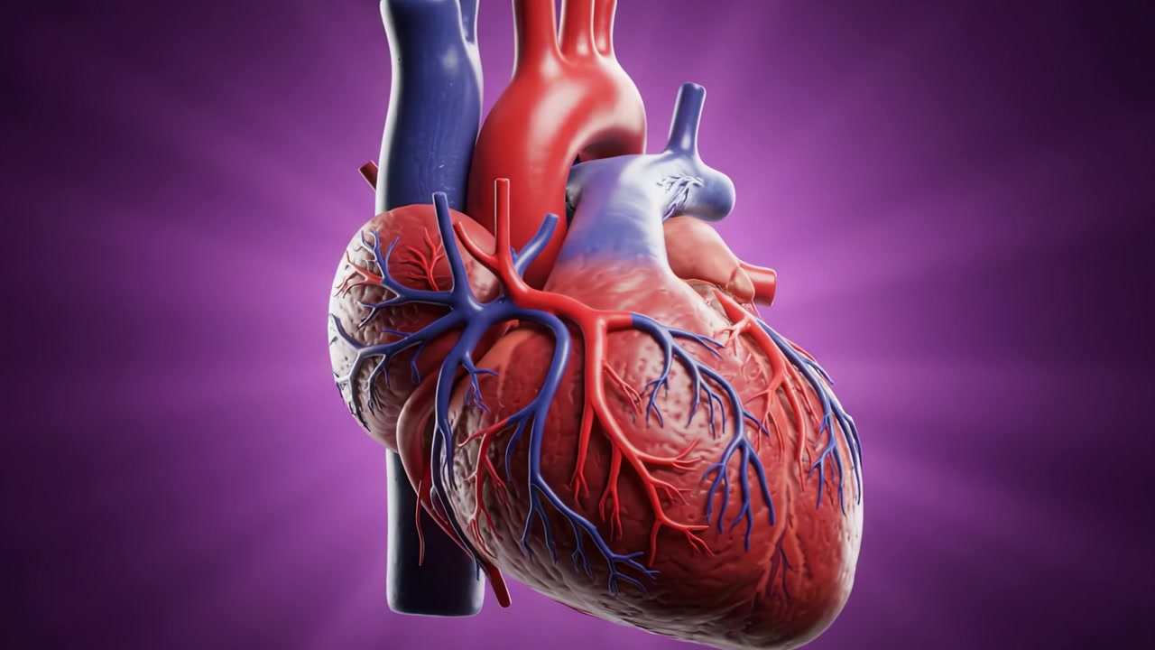 A Detailed Visualization of a Human Heart with Vascular Structures Showcasing Blood Flow Paths in a Stunning 3D Render, Highlighting the Complexity of Cardiac Anatomy