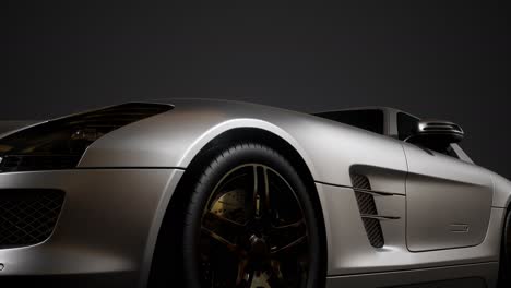 luxury sport car in dark studio with bright lights