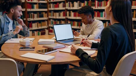 students studying in library