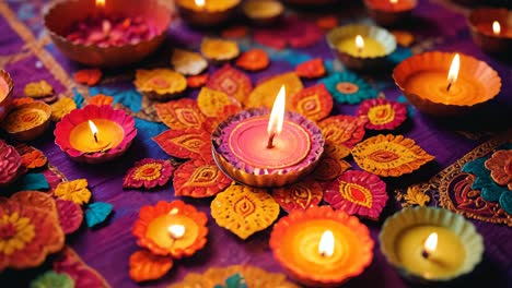 velas de diwali y decoraciones