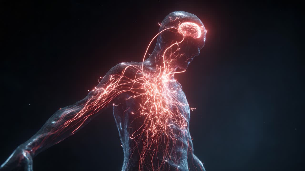 A Mesmerizing Display of Human Anatomy and Energy Flow: Exploring the Intricate Connections Between the Mind and Body Through Artistic Visualization of Neural and Vital Forces in Motion