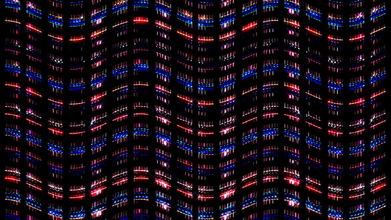 shining bright lines set wave motion, colorful, on black background