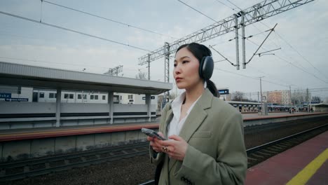 woman at train station