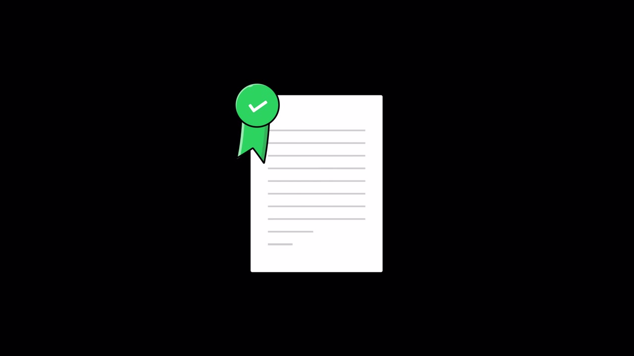 Animated Illustration of a Document with a Green Checkmark