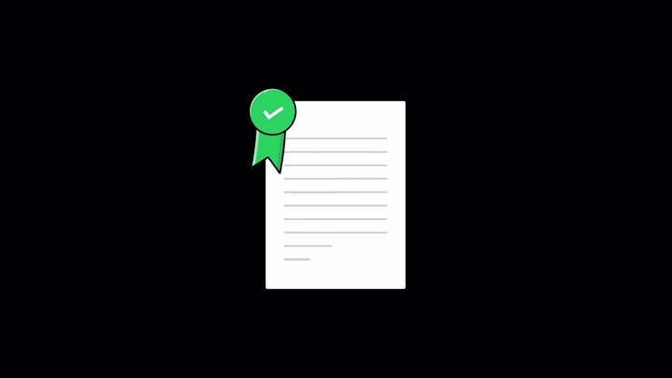 Animated Illustration of a Document with a Green Checkmark