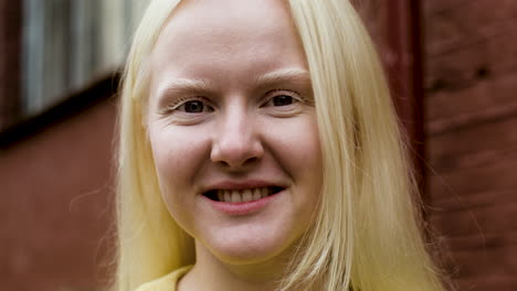 happy young woman on the street