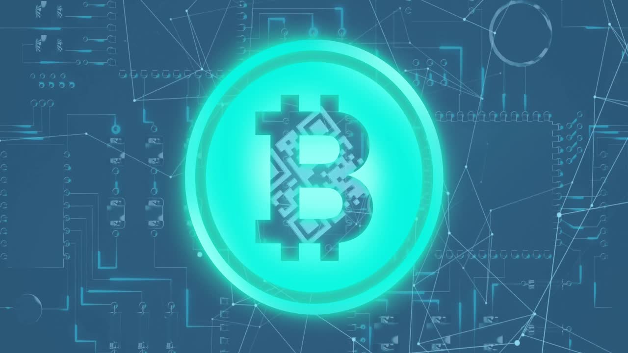 연결 네트워크에 대한 qr 코드 스캐너를 통해 비트코인 기호.