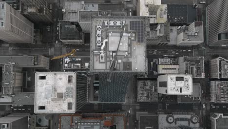 aerial view of a crane on top of a building in seattle, washington