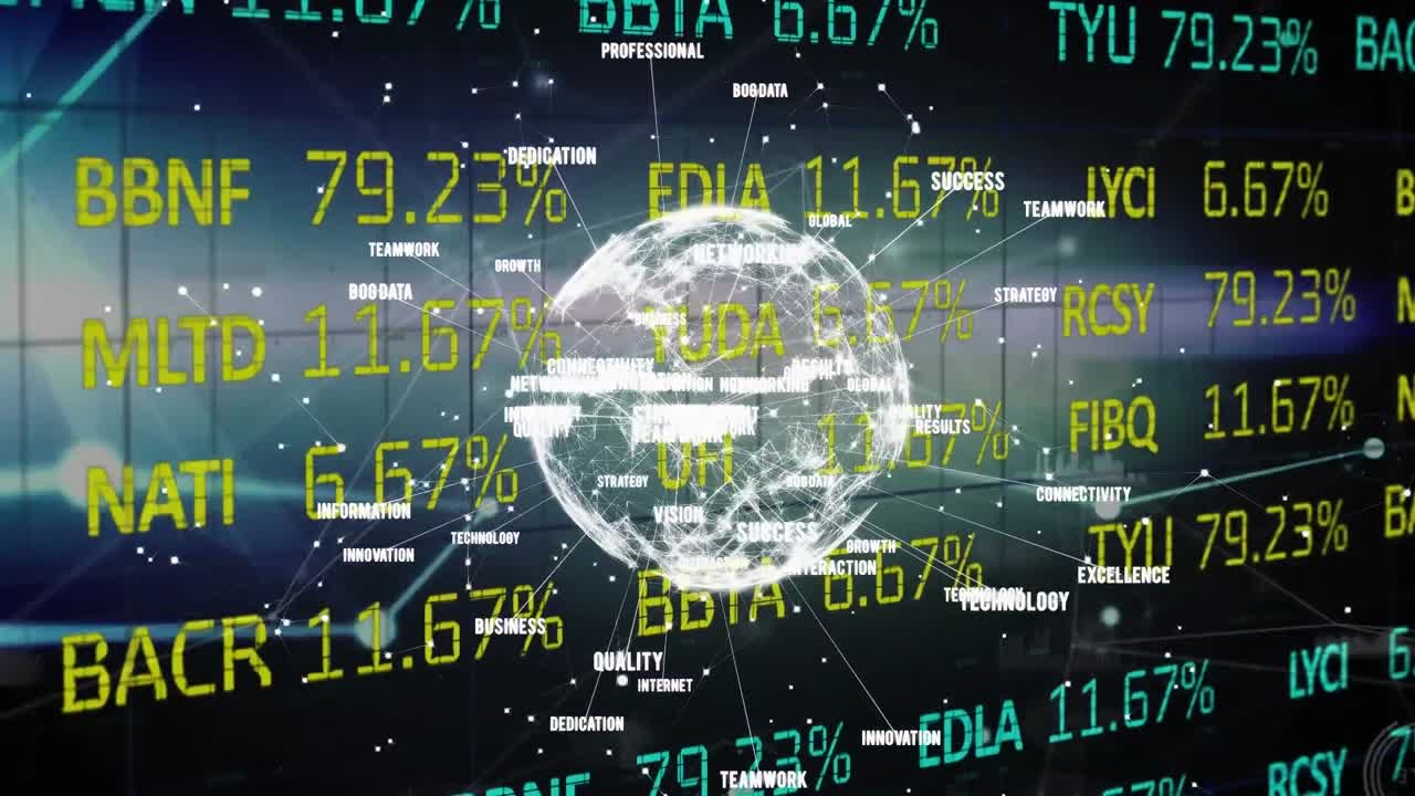 연결 및 아이콘 위에 아이콘으로 지구의 애니메이션