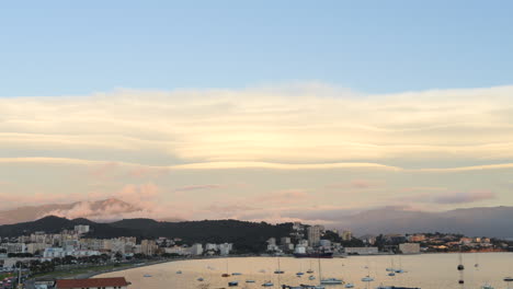 Panorama-Of-Ajaccio-Bay-At-Sunset-In-Grosseto-Prugna,-France