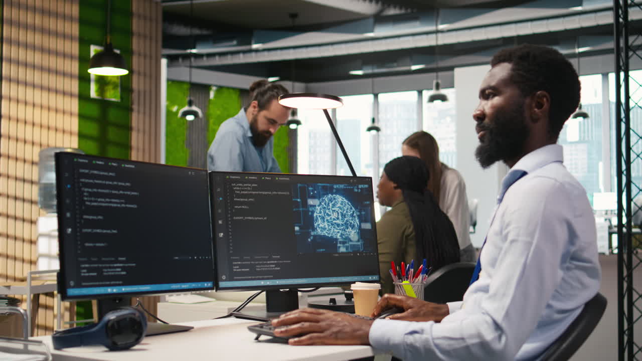 Software Developer Writing Code On Pc, Developing Deep Learning Apis