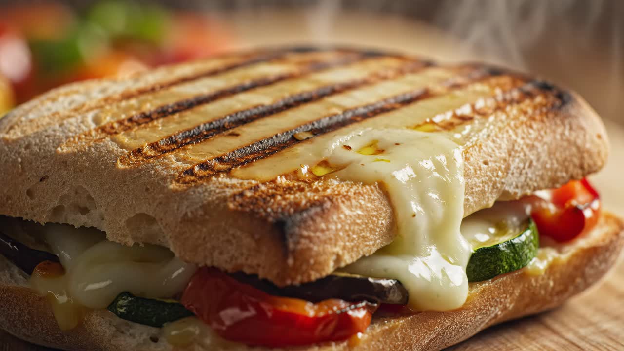 Grilled Vegetable Panini with Melted Cheese
