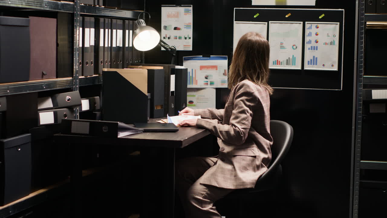 Woman working in organized office