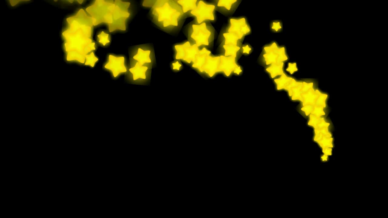 빛나는 황금 별 밤의 배경으로 모션 그래픽