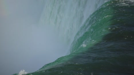 4 k niagria falls mist cloud waterfall water flowing over edge tight shot pan down