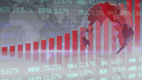 Animación-Del-Mercado-De-Valores-Y-Procesamiento-De-Datos-Financieros-Sobre-Un-Globo-Giratorio.