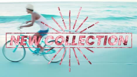 animación de la nueva colección de texto sobre la mujer en la playa