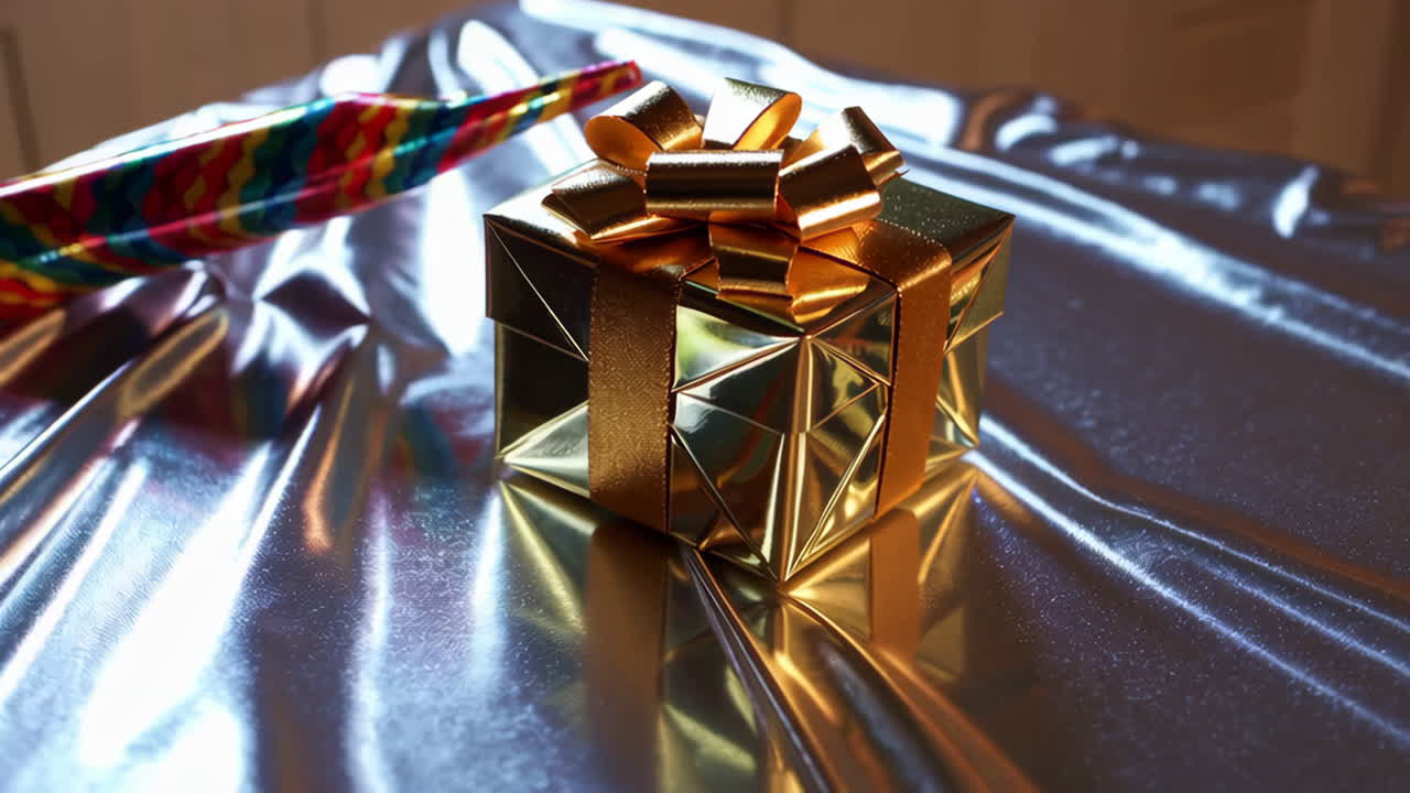 Gift Box on Shiny Fabric
