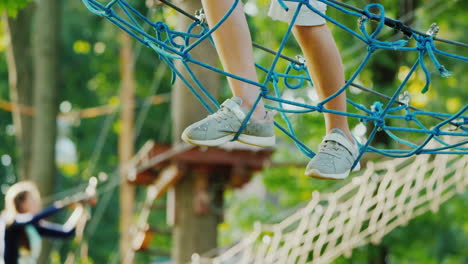 the legs of a tightrope walker overcomes the fear of heights